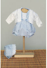 Pelele Capota Celeste y Chaqueta Blanca