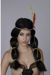 Perruque indienne adulte avec ruban et plumes