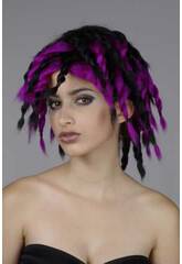 Peluca Rastas Negra-Purpura
