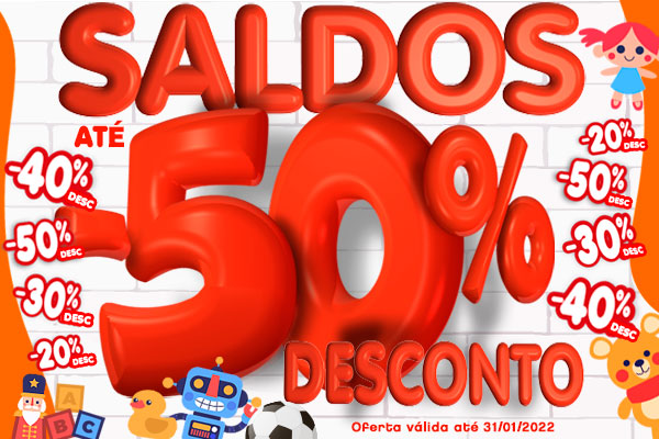 Vendas de 20%, 30%, 40% e 50% em uma grande variedade de brinquedos
